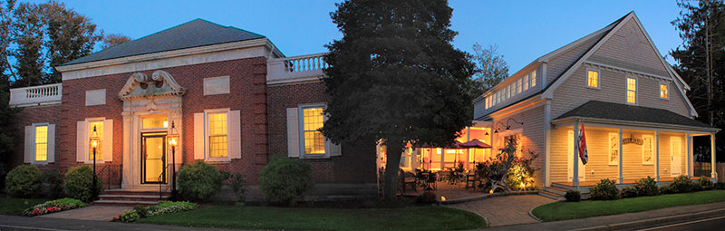 night-time exterior of the Cultural Center of Cape Cod